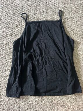 Black High Neck Spaghetti Strap Women's Tank Top